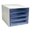 Kép 1/6 - Irattároló, műanyag, 4 fiókos, EXACOMPTA "Ecobox Linicolor", jégkék