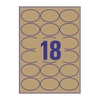 Kép 2/2 - Etikett címke, 63,5 x42,3mm, környezetbarát ovális 18 címke/lap, 25 lap/doboz, Avery barna
