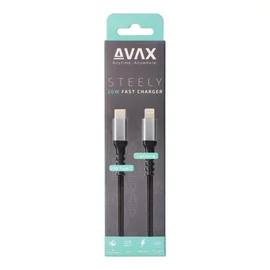 Töltőkábel, USB-C - USB-C, 27W, 1 m, AVAX "CB316 Glowy", fehér