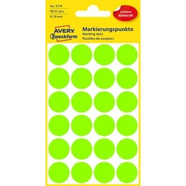 Etikett címke, o18mm, jelölésre, neon 24 címke/ív, 4 ív/doboz, Avery zöld