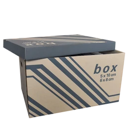 Archiváló konténer karton doboz fedeles 52x35x30cm, külön záródó levehető fedéllel Fornax