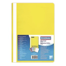 Gyorsfűző, PP, A4, DONAU, citromsárga, 10db/cs
