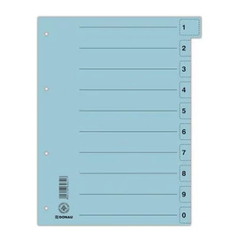 Regiszter, karton, A4, mikroperforált, DONAU, kék, 50db/cs