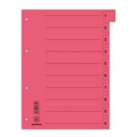 Regiszter, karton, A4, mikroperforált, DONAU, piros, 50db/cs