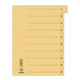 Regiszter, karton, A4, mikroperforált, DONAU, citromsárga, 50db/cs