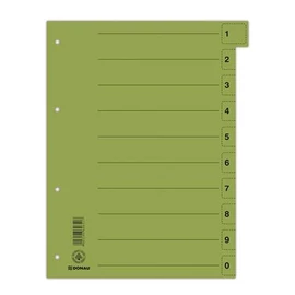 Regiszter, karton, A4, mikroperforált, DONAU, zöld, 50db/cs