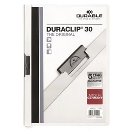 Gyorsfűző, klipes, A4, DURABLE "DURACLIP® 30", fehér Gyorsfűző, klipes, A4, DURABLE "DURACLIP® 30", fehér