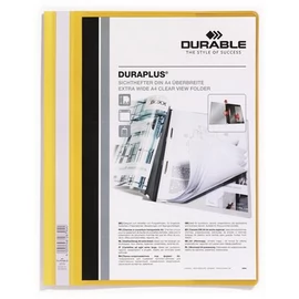 Gyorsfűző, A4, széles, panorámás, DURABLE "DURAPLUS®", sárga