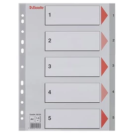 Regiszter, műanyag, A4, 1-5, ESSELTE, szürke Regiszter, műanyag, A4, 1-5, ESSELTE, szürke