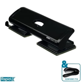 Lyukasztó, négylyukú, 20 lap, fém, RAPID "FC20/4", fekete Lyukasztó, négylyukú, 20 lap, fém, RAPID "FC20/4", fekete