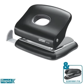 Lyukasztó, kétlyukú, 20 lap, RAPID "FC20", fekete Lyukasztó, kétlyukú, 20 lap, RAPID "FC20", fekete