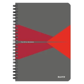 Spirálfüzet, A5, kockás, 90 lap, laminált karton borító, LEITZ "Office", szürke-piros Spirálfüzet, A5, kockás, 90 lap, laminált karton borító, LEITZ "Office", szürke-piros