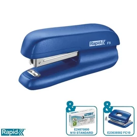 Tűzőgép, mini, No. 10, 10 lap, RAPID "F5", kék Tűzőgép, mini, No. 10, 10 lap, RAPID "F5", kék