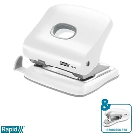 Lyukasztó, kétlyukú, 30 lap, RAPID "FC30", fehér Lyukasztó, kétlyukú, 30 lap, RAPID "FC30", fehér