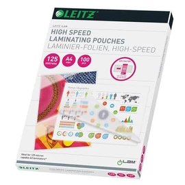 Meleglamináló fólia, 125mikron, A4, fényes, LEITZ "iLam", 100db/cs Meleglamináló fólia, 125mikron, A4, fényes, LEITZ "iLam", 100db/cs