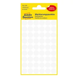 Etikett címke, o12mm, jelölésre, 54 címke/ív, 5 ív/doboz, Avery fehér