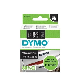 Feliratozógép szalag, 19 mm x 7m DYMO "D1", fekete-fehér Feliratozógép szalag, 19 mm x 7m DYMO "D1", fekete-fehér