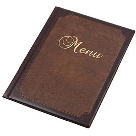 Étlaptartó, A4, bőrhatású, PANTA PLAST "Keretes Menu" , sötétbarna-barna