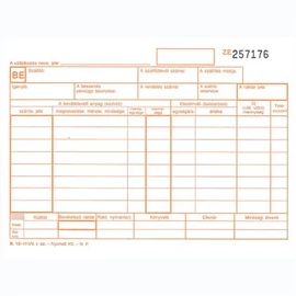 Anyagbevételezési bizonylat A5, 25x4lapos 8 tételes B.12-111