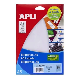Etikett, 45x8 mm, eltávolítható, ékszerekhez, A5 hordozón, APLI, 765 etikett/csomag Etikett, 45x8 mm, eltávolítható, ékszerekhez, A5 hordozón, APLI, 765 etikett/csomag