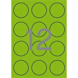 Etikett, 60 mm kör, színes, APLI, neon zöld, 240 etikett/csomag