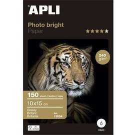 Fotópapír, tintasugaras, 10x15 cm, 240g, fényes, APLI "Photo Bright"