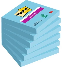 Öntapadó jegyzettömb, 76x76 mm, 6x90 lap, 3M POSTIT "Super Sticky", kék Öntapadó jegyzettömb, 76x76 mm, 6x90 lap, 3M POSTIT "Super Sticky", kék