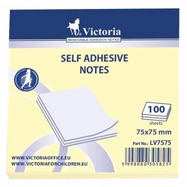 Öntapadó jegyzettömb, 75x75 mm, 100 lap, VICTORIA OFFICE, sárga Öntapadó jegyzettömb, 75x75 mm, 100 lap, VICTORIA OFFICE, sárga