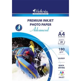 Fotópapír, tintasugaras, A4, 180g, fényes, VICTORIA "Advanced", 20lap/cs