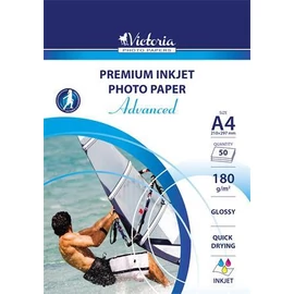 Fotópapír, tintasugaras, A4, 180g, fényes, VICTORIA "Advanced", 50lap/cs