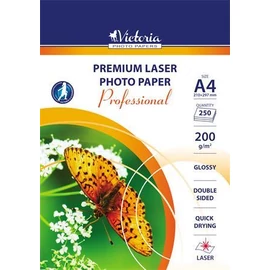 Fotópapír, lézer, A4, 200g, fényes, kétoldalas, VICTORIA "Professional"