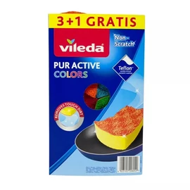 Mosogatószivacs, 3+1 db, VILEDA "Pur Active Colors "