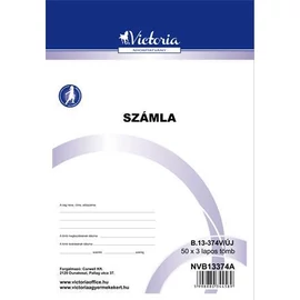 Nyomtatvány, *számlatömb, egy ÁFÁs, 50x3, A5, VICTORIA, "B.13-374", 10 tömb/csomag Nyomtatvány, *számlatömb, egy ÁFÁs, 50x3, A5, VICTORIA, "B.13-374", 10 tömb/csomag