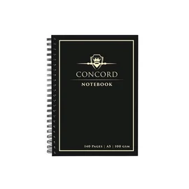 Spirálfüzet, A5, vonalas, 70 lap, CONCORD, fekete
