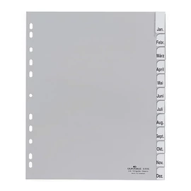 Regiszter DURABLE műanyag A/4 maxi Jan-Dec 12 részes szürke