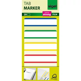 Jelölőcímke, megerősített, fehér szélű, 50x38 mm, 4x5 db, SIGEL, vegyes színek Jelölőcímke, megerősített, fehér szélű, 50x38 mm, 4x5 db, SIGEL, vegyes színek