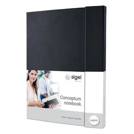 Jegyzetfüzet, exkluzív, A4+, kockás, 97 lap, mágneses záródású, keményfedeles, SIGEL "Conceptum", fekete Jegyzetfüzet, exkluzív, A4+, kockás, 97 lap, mágneses záródású, keményfedeles, SIGEL "Conceptum", fekete