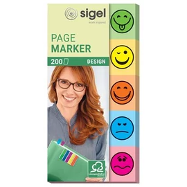 Jelölőcímke, papír, 5x40 lap, 20x50 mm, SIGEL "Smile", vegyes szín Jelölőcímke, papír, 5x40 lap, 20x50 mm, SIGEL "Smile", vegyes szín