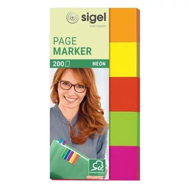 Jelölőcímke, papír, 5x40 lap, 20x50 mm, SIGEL "Neon", vegyes szín Jelölőcímke, papír, 5x40 lap, 20x50 mm, SIGEL "Neon", vegyes szín