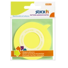 Öntapadó jegyzettömb STICK`N 70x70mm 360°-ban öntapadó szövegbuborék forma sárga 50 lap