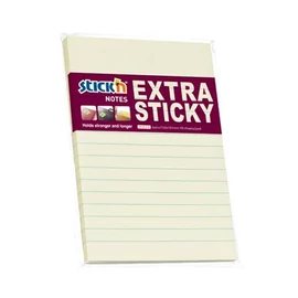 Öntapadó jegyzettömb, vonalas, 150x101 mm, 90 lap, STICK N "Extra Sticky", pasztellsárga