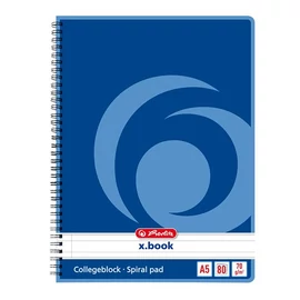 Spirálfüzet HERLITZ A5 80 lapos perforált lyukasztott vonalas Spirálfüzet HERLITZ A5 80 lapos perforált lyukasztott vonalas