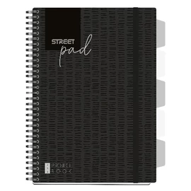 Spirálfüzet STREET Pad keményfedeles regiszteres A/4 vonalas 100 lapos fekete Spirálfüzet STREET Pad keményfedeles regiszteres A/4 vonalas 100 lapos fekete