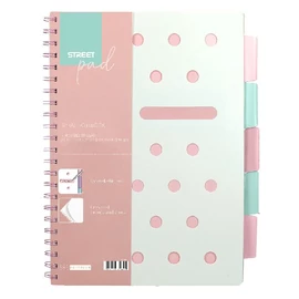 Spirálfüzet STREET Pad regiszteres A/4 kockás 100 lapos pasztell rózsaszín Spirálfüzet STREET Pad regiszteres A/4 kockás 100 lapos pasztell rózsaszín