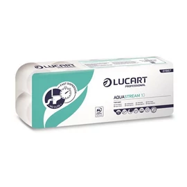 Toalettpapír 2 rétegű 200 lap/tekercs hófehér 10 tekercs/csomag Aquastream 10 Lucart_811B67J