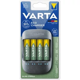 Elemtöltő, AA ceruza/AAA mikro, 4x2100 mAh, VARTA"ECO" Elemtöltő, AA ceruza/AAA mikro, 4x2100 mAh, VARTA"ECO"
