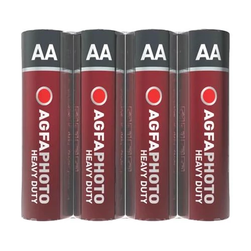 Elem, AA, 4 db, féltartós (szén-cink), zsugor, AGFAPHOTO "Heavy Duty"