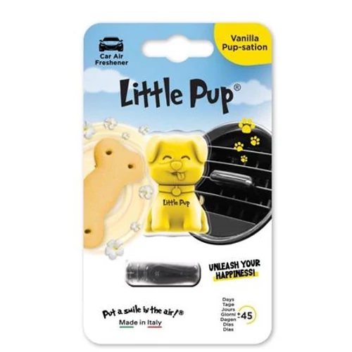 Autóillatosító, szellőzőrácsra, LITTLE JOE "PUP Vanilla Pup-sation", sárga