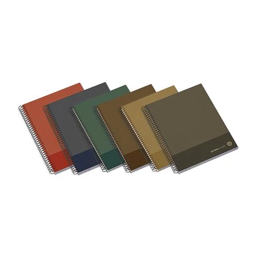 Spirálfüzet, A5, vonalas, 100 lap, keményfedeles, AMBAR "Kraft", vegyes színek