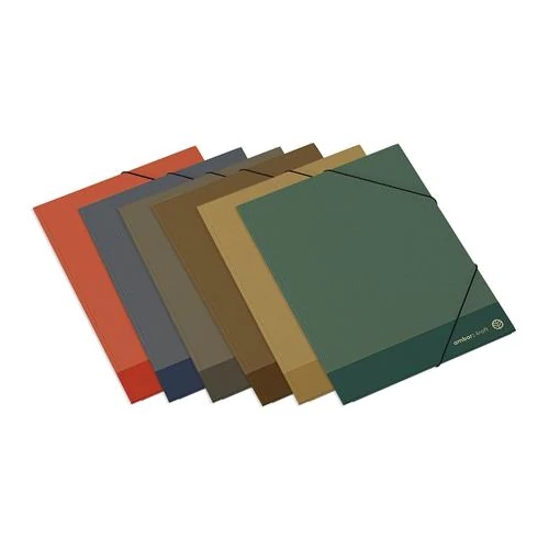 Gumis mappa, karton, A/4, AMBAR "Kraft", vegyek színek